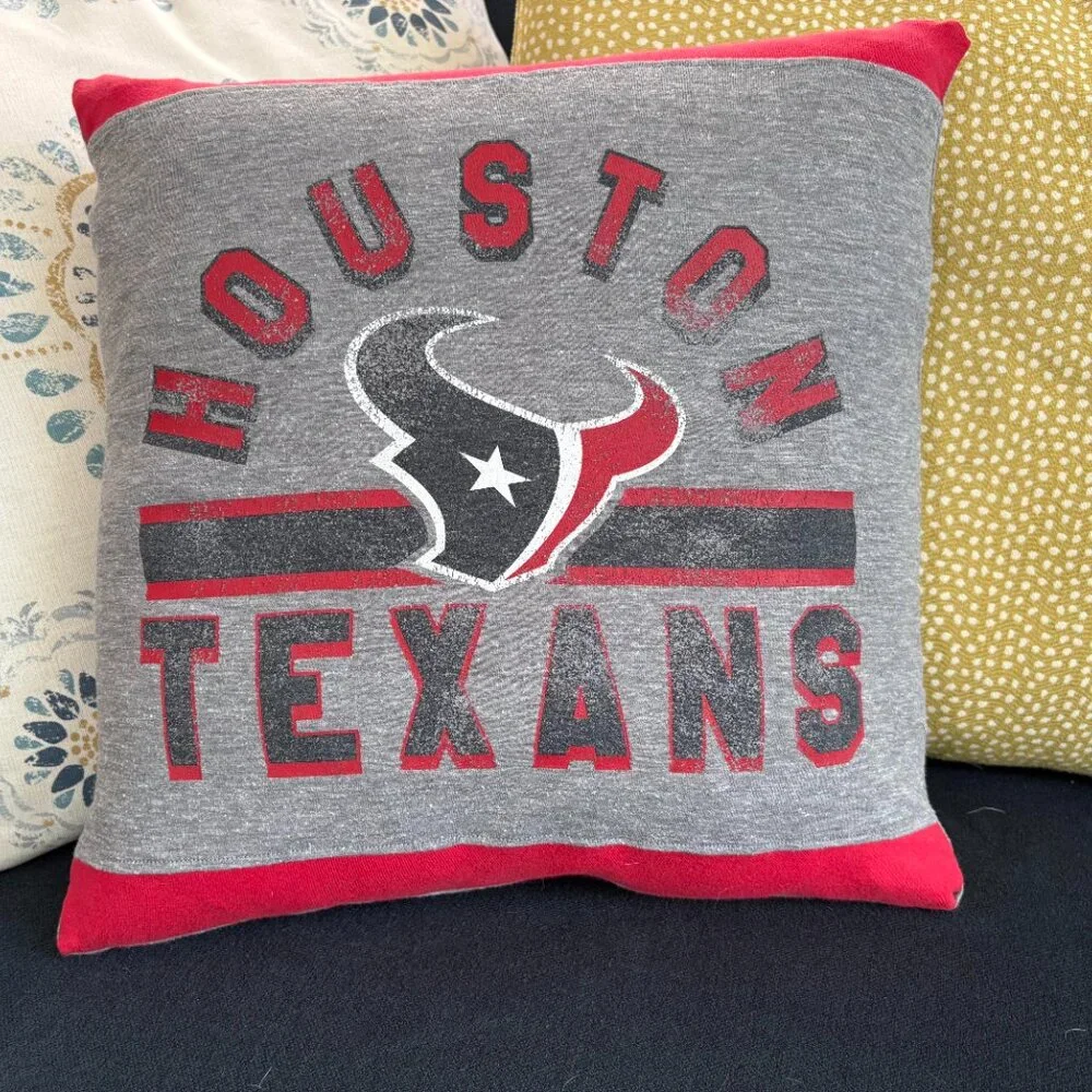 Houston Texans NFL Handmade upcycled t-shirt 16x16 decorative throw Pillow Cover